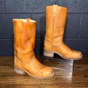 Vintage Campus Boots Texas Brand Men’s 9D Tan Leather Made in USA